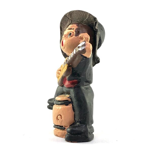 Vintage Spanish Terra Cotta Mud People Figurine Guitar Player Folk Dancing Clay - Picture 3 of 12